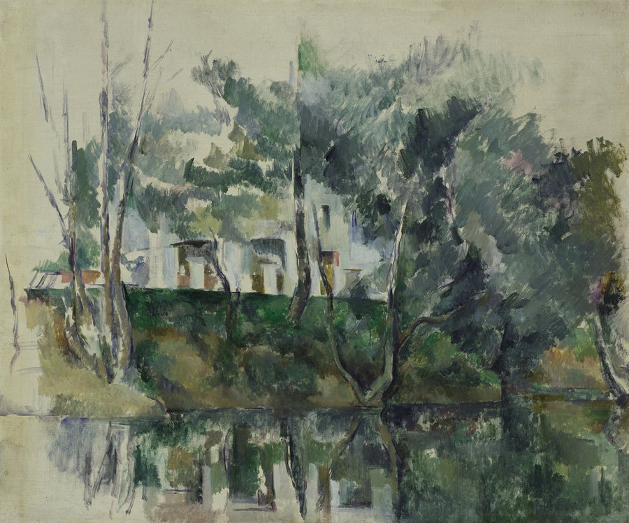 Arbres et maisons au bord de l’eau, vers 1894 – Paul Cézanne