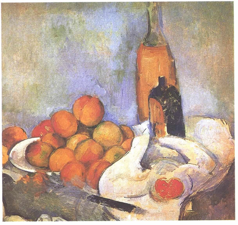 Bouteilles et pêches, vers 1890 – Paul Cézanne
