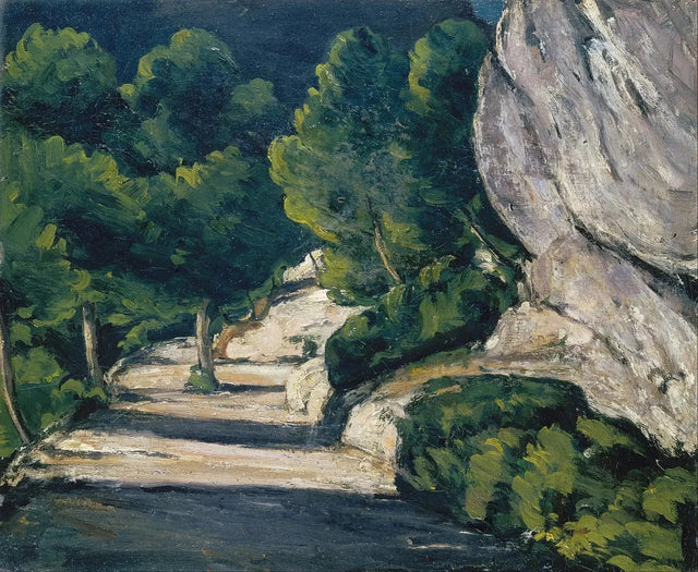 La Route forestière – Route avec arbres en montagne rocheuse, 1870–1871 – Paul Cézanne