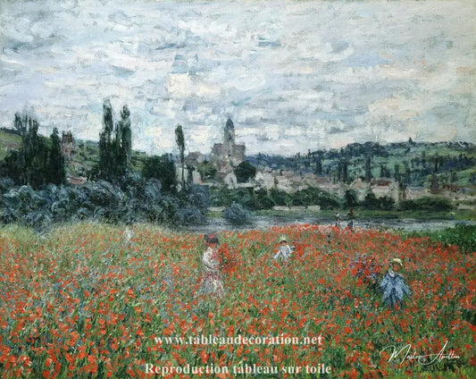 Champ de coquelicots près de Vétheuil - Tableau Monet - Reproductions de tableaux et peintures haut de gamme