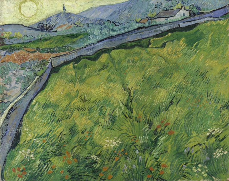 Champ de blé clos au soleil levant, F720 – Van Gogh