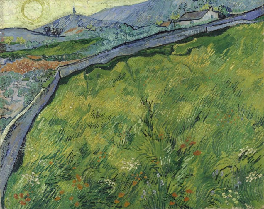 Champ de blé clos au soleil levant, F720 – Van Gogh