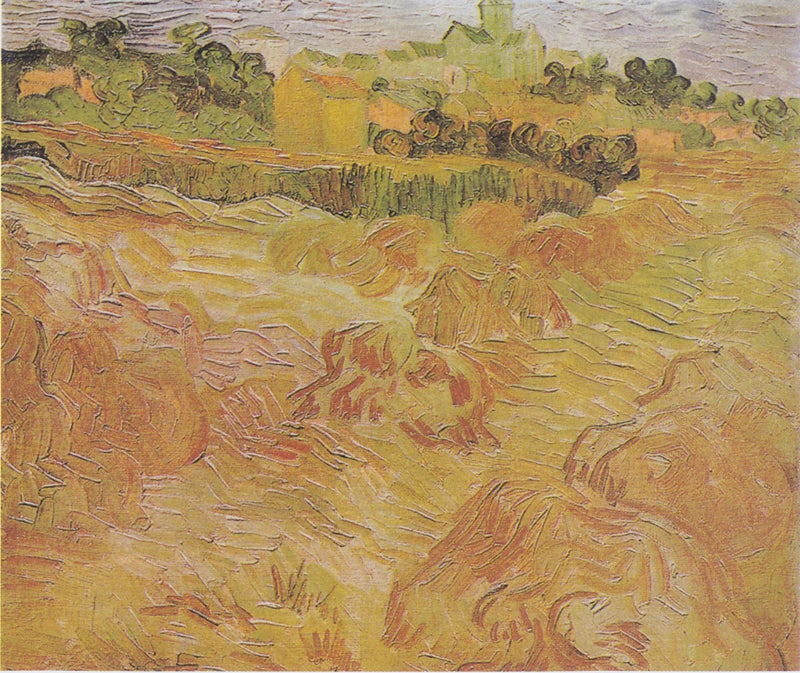 Champs de blé avec Auvers en arrière-plan - Vincent van Gogh