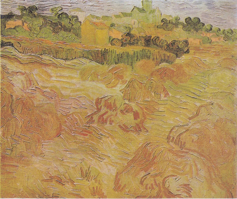 Champs de blé avec Auvers en arrière-plan - Vincent van Gogh