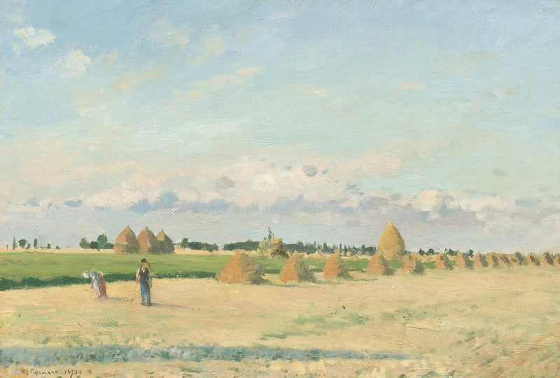 Champs ouverts avec meules de foin près de Pontoise - Camille Pissarro