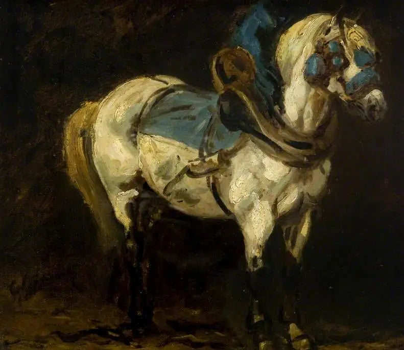 Chargeur gris harnaché de harnais bleus - Théodore Géricault