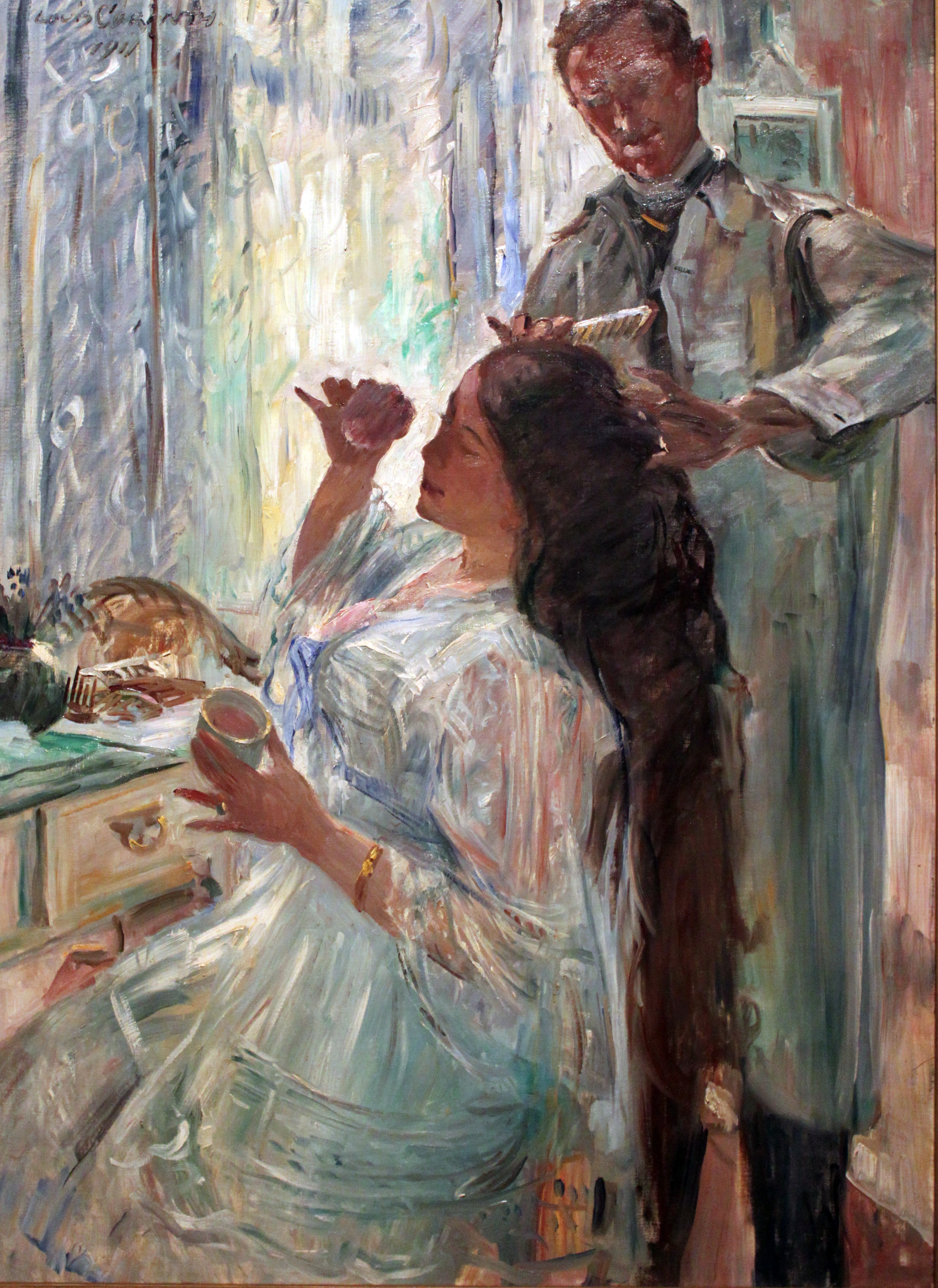 Charlotte Corinth à sa coiffeuse - Lovis Corinth image 1 reproduction artisanale de tableau