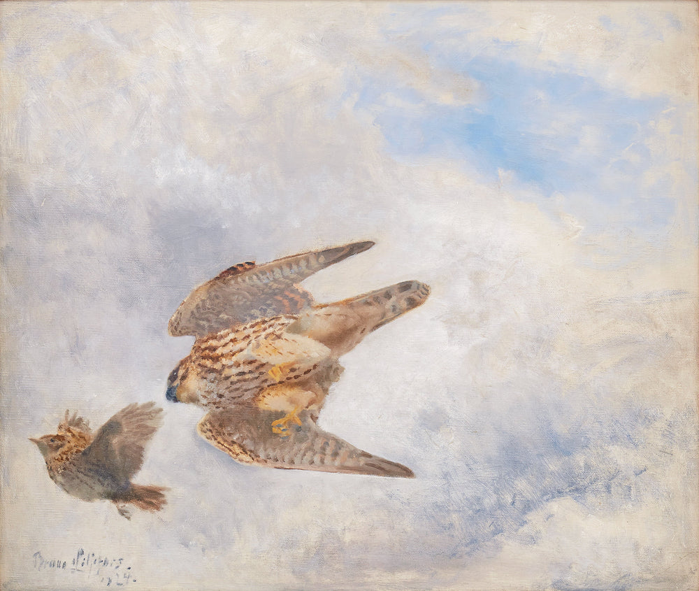 Chasse aux oiseaux de proie - Bruno Liljefors image 1 tableau peint à l’huile sur toile