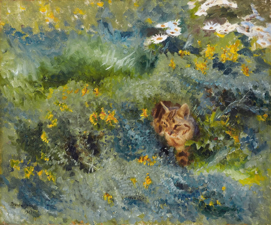 Chat dans une prairie fleurie d'été - Bruno Liljefors