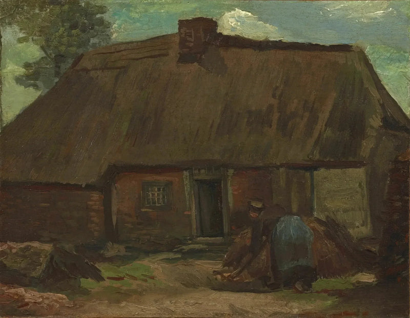 Chaumière avec une paysanne creusant, F89 – Van Gogh