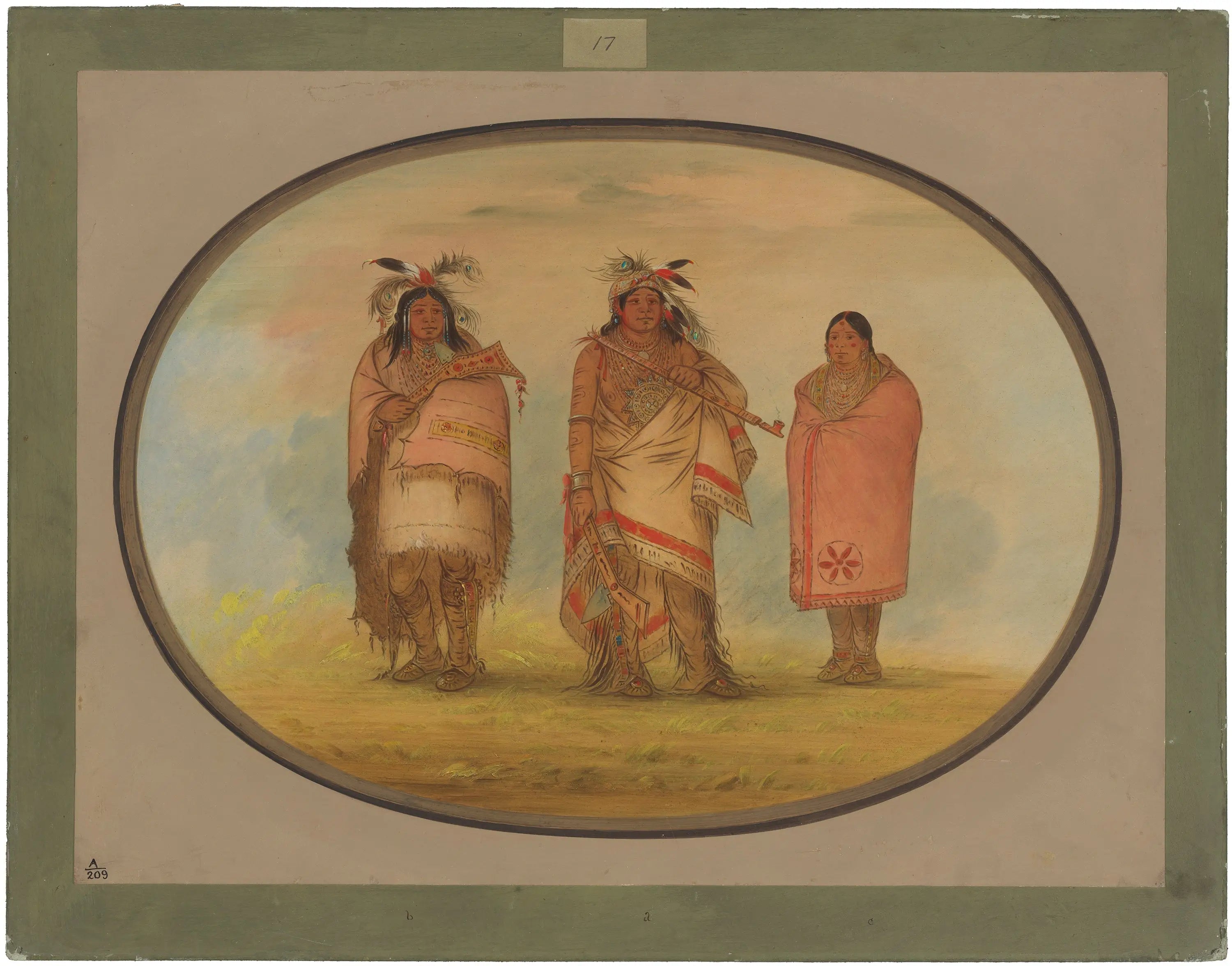 Chef de Menomonie sa femme et son fils - George Catlin - Alpha Reproduction