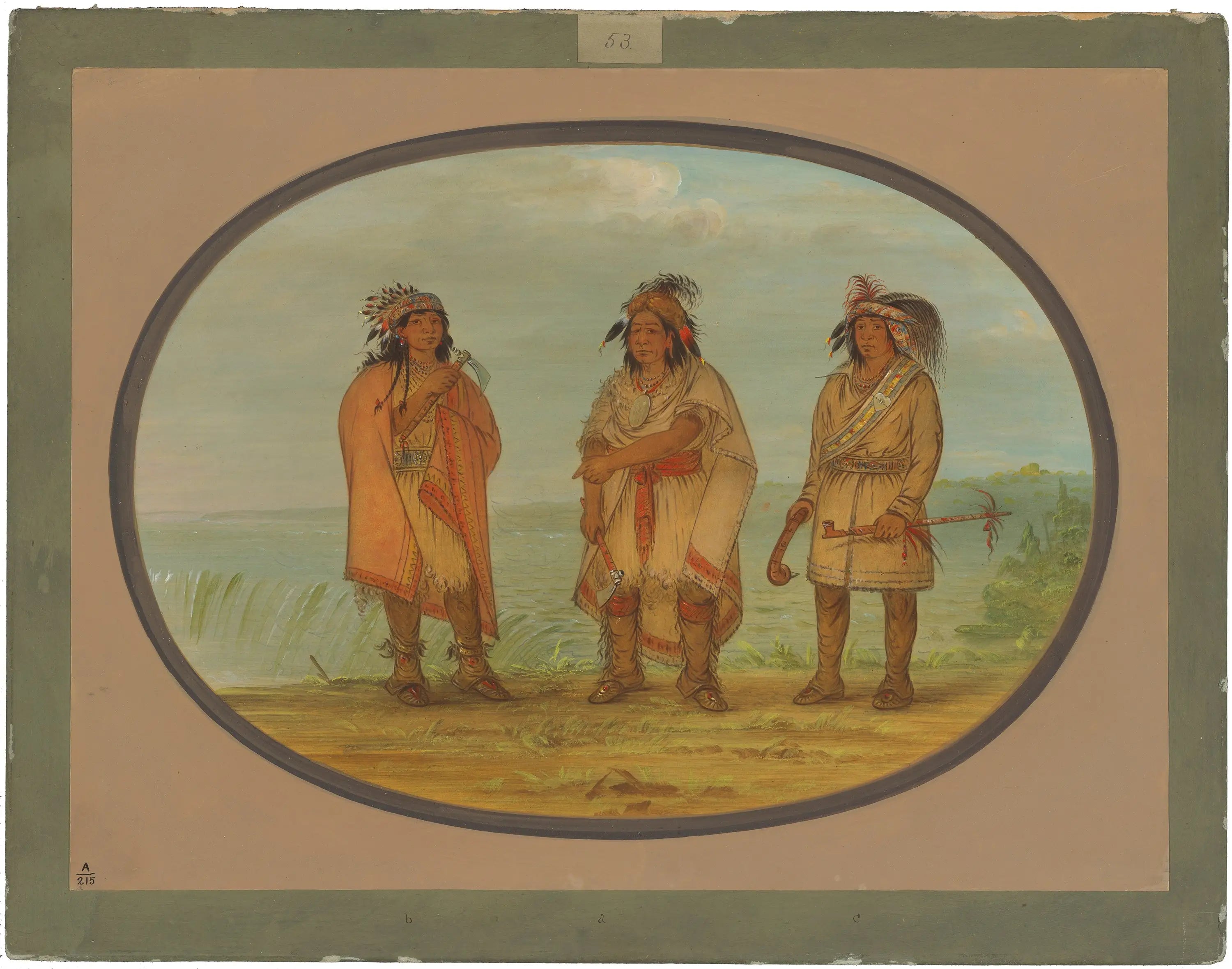 Chef Sénèque veste rouge avec deux guerriers - George Catlin - Alpha Reproduction