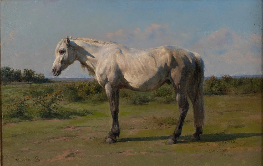 Cheval blanc dans un pré - Rosa Bonheur image 1 tableau peint à l’huile sur toile