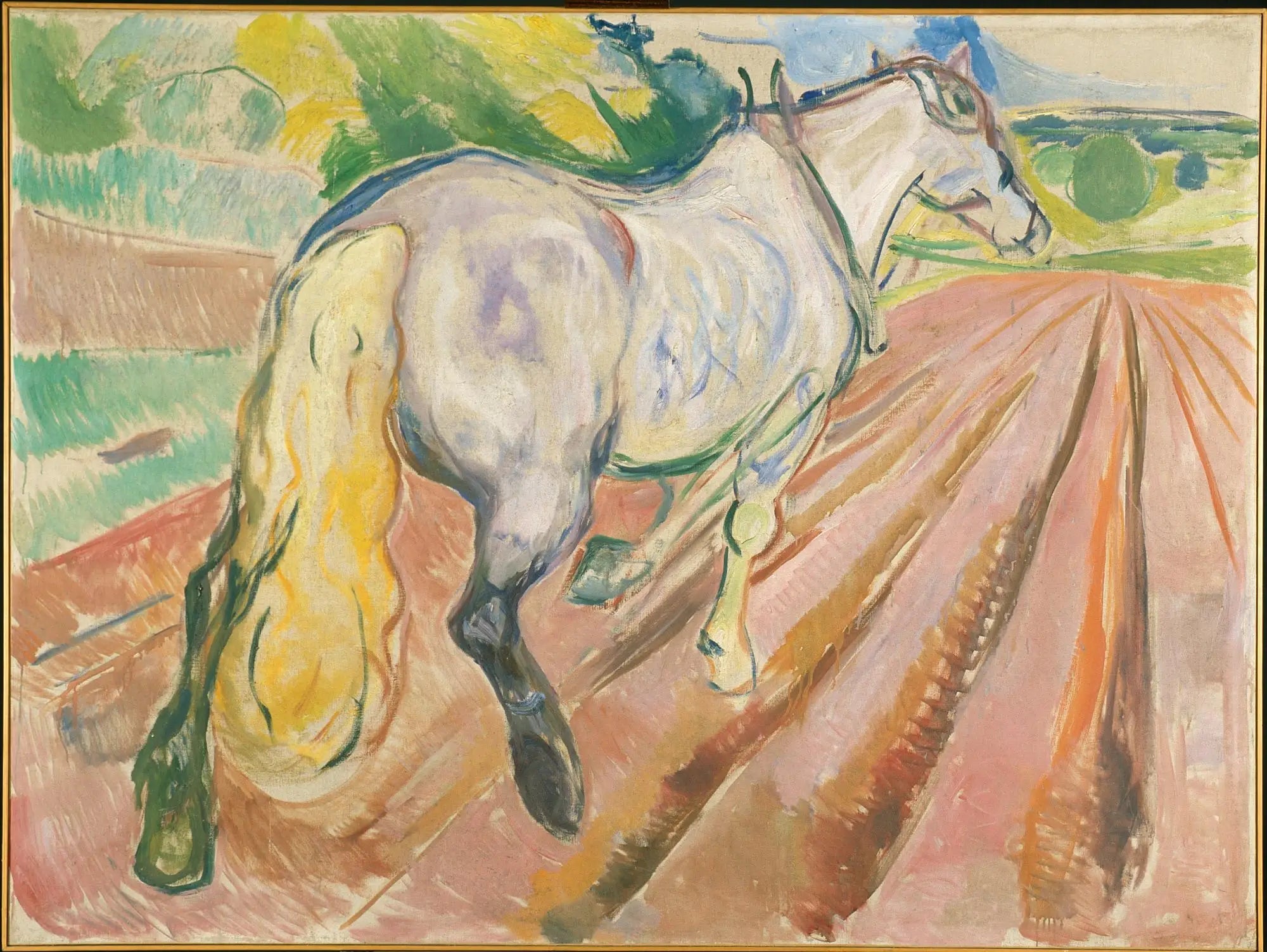 Cheval blanc vu de derrière - Edvard Munch image 1 reproduction de peinture à l’huile