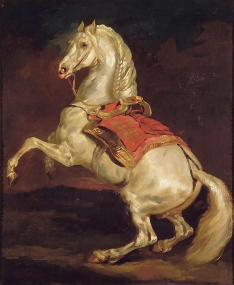 Cheval cabré au tapis de selle rouge - Théodore Géricault