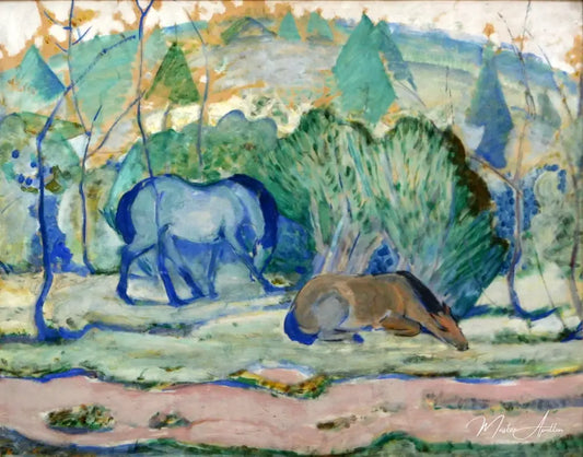 Chevaux au pâturage - Franz Marc - Reproductions de tableaux et peintures haut de gamme