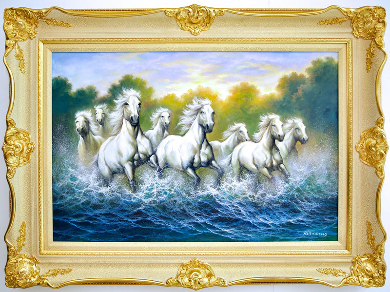 Chevaux Blancs et Rivières  | 90 x 60 cm