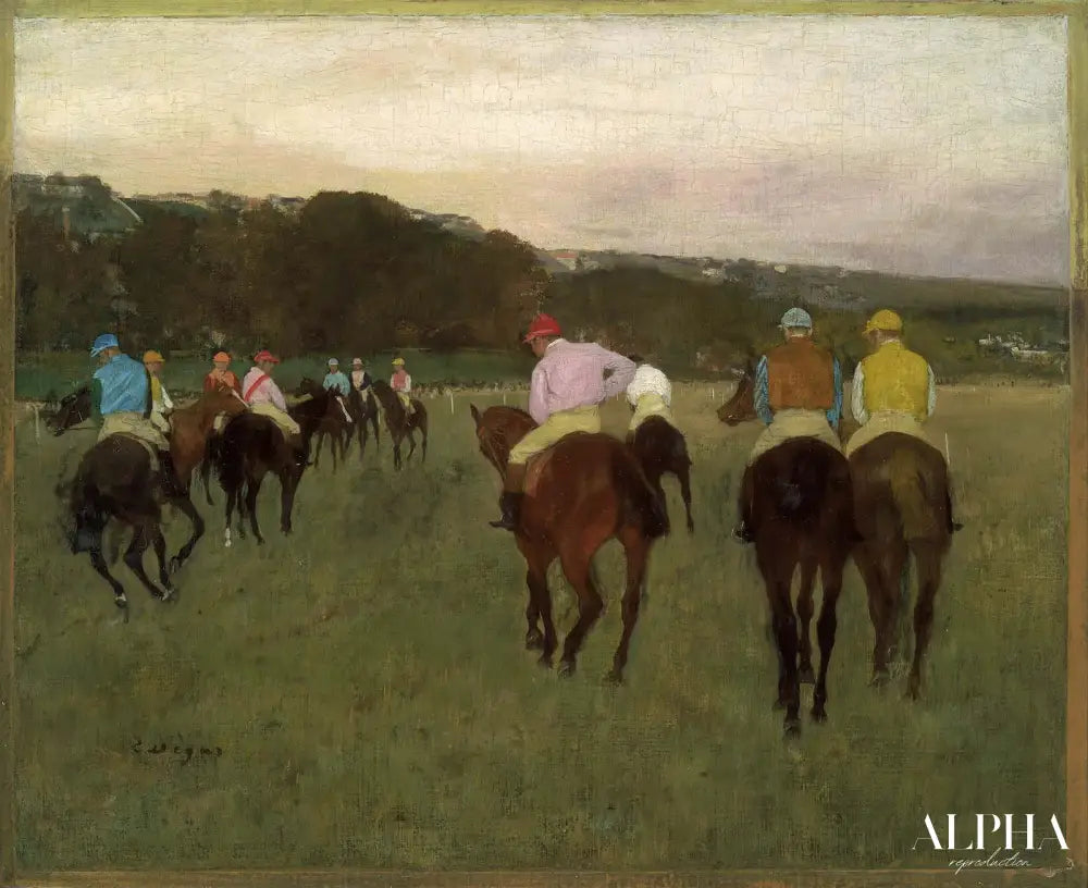 Chevaux de course à Longchamp - Edgar Degas - Reproductions de tableaux et peintures haut de gamme