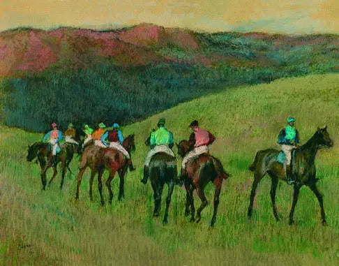 Chevaux de course dans un paysage - Edgar Degas
