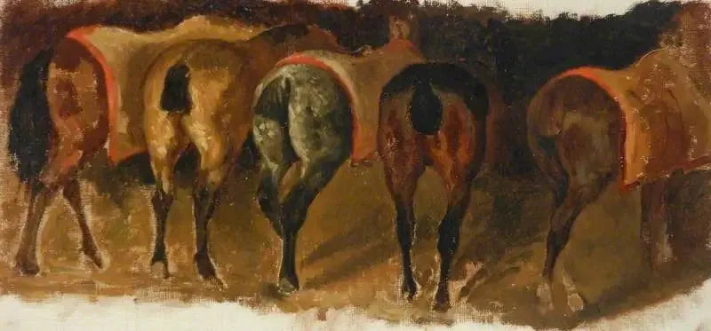 Chevaux debout dans une écurie - Théodore Géricault