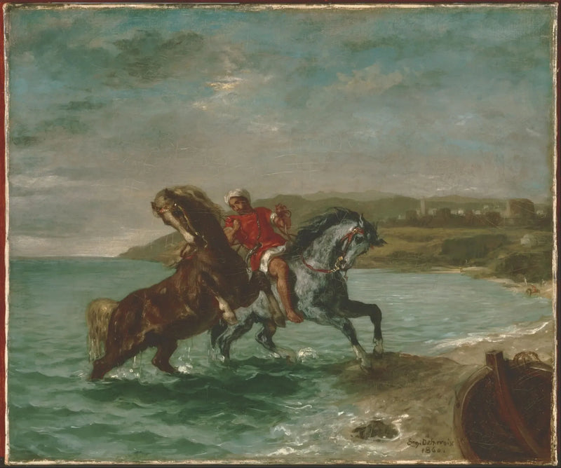 Chevaux sortant de la mer - Eugène Delacroix