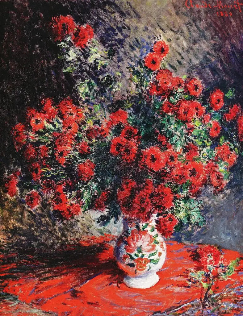 Chrysanthèmes rouges - Claude Monet
