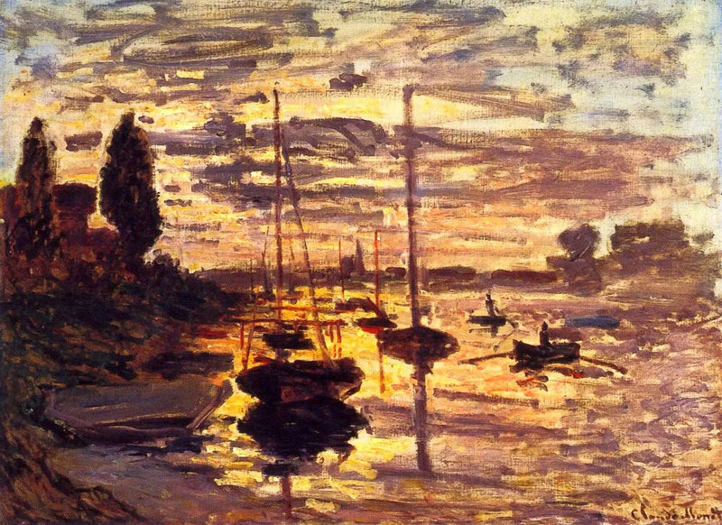 Au Petit-Gennevilliers, soleil couchant W338 – Claude Monet