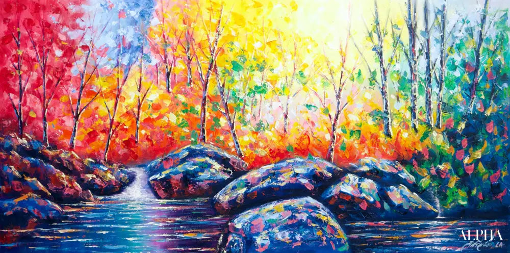 Colored Forest - Wachirawit | 120 x 60 cm Reproductions de tableaux à la peinture à l’huile