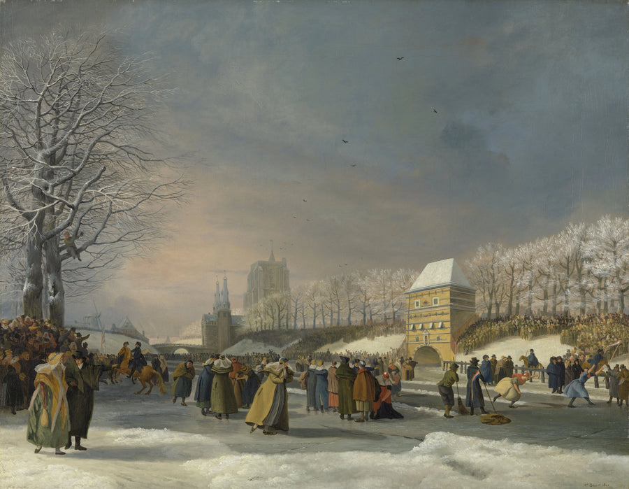 Compétition de patinage pour femmes sur le Stadsgracht à Leeuwarden, le 21 janvier 1809 - Nicolaas Baur