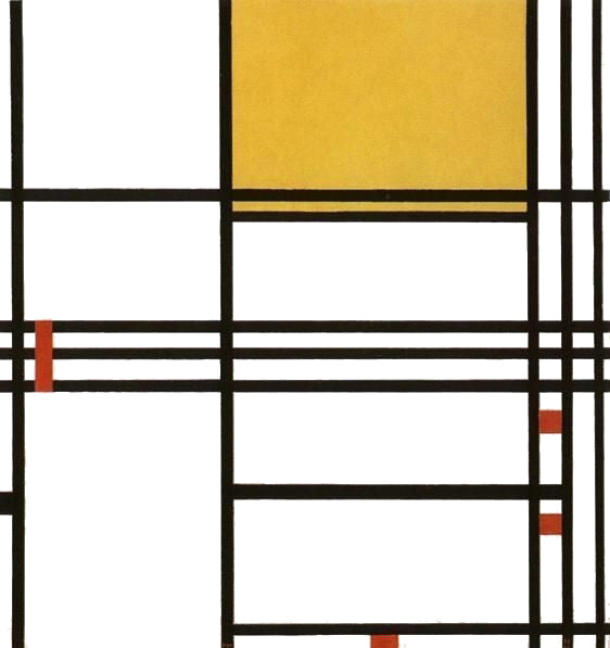 Reproduction du tableau « Composition 9 avec du noir, du blanc, du jaune et du rouge - Piet Mondrian » par Alpha Reproduction en peinture à l’huile