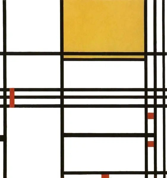 Composition 9 avec du noir, du blanc, du jaune et du rouge - Piet Mondrian
