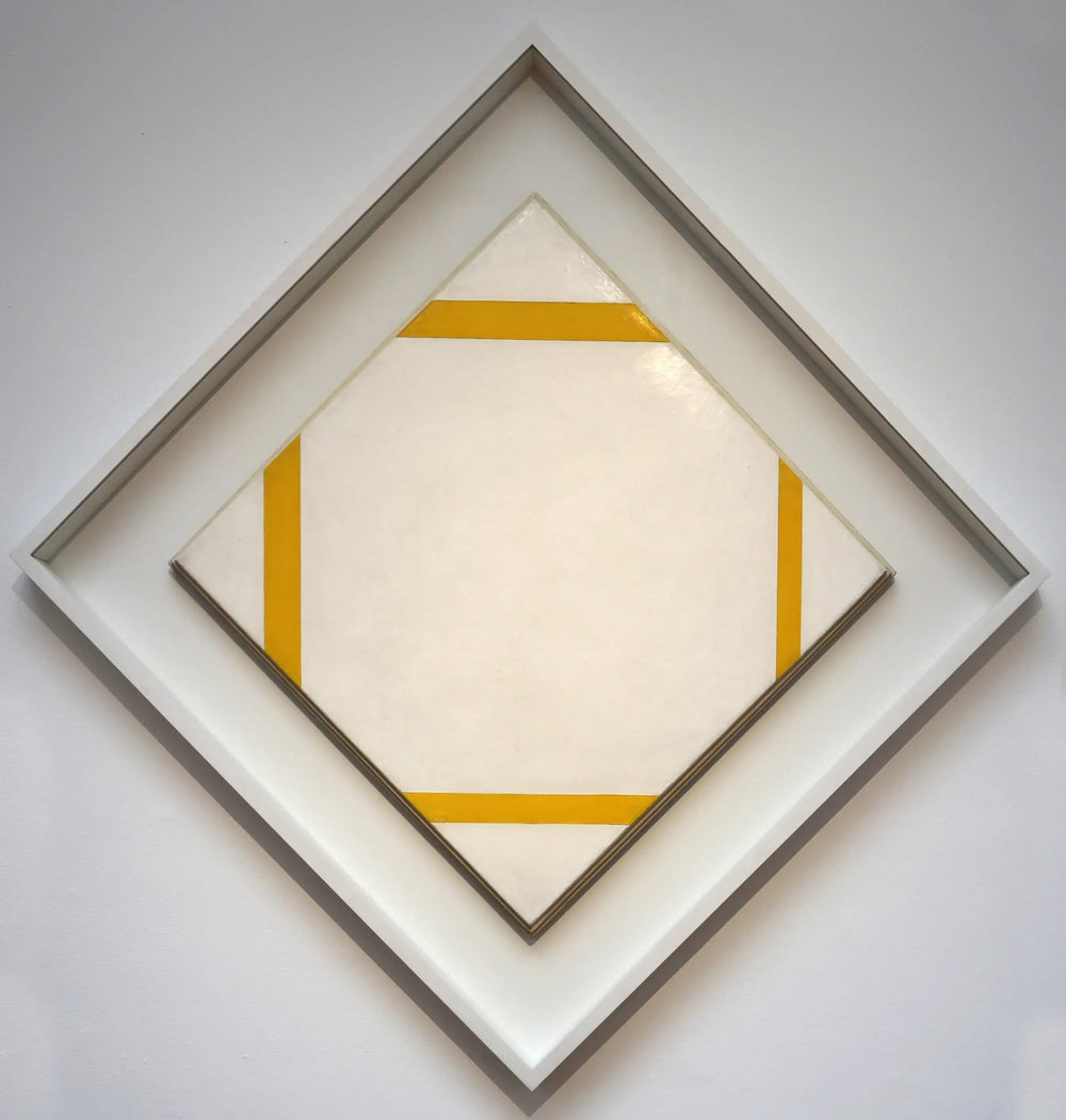 Reproduction du tableau « Composition avec des lignes jaunes - Piet Mondrian » par Alpha Reproduction en peinture à l’huile