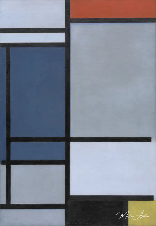 Composition avec du rouge du bleu du noir du jaune et du gris - Mondrian - Reproductions de tableaux et peintures haut de gamme