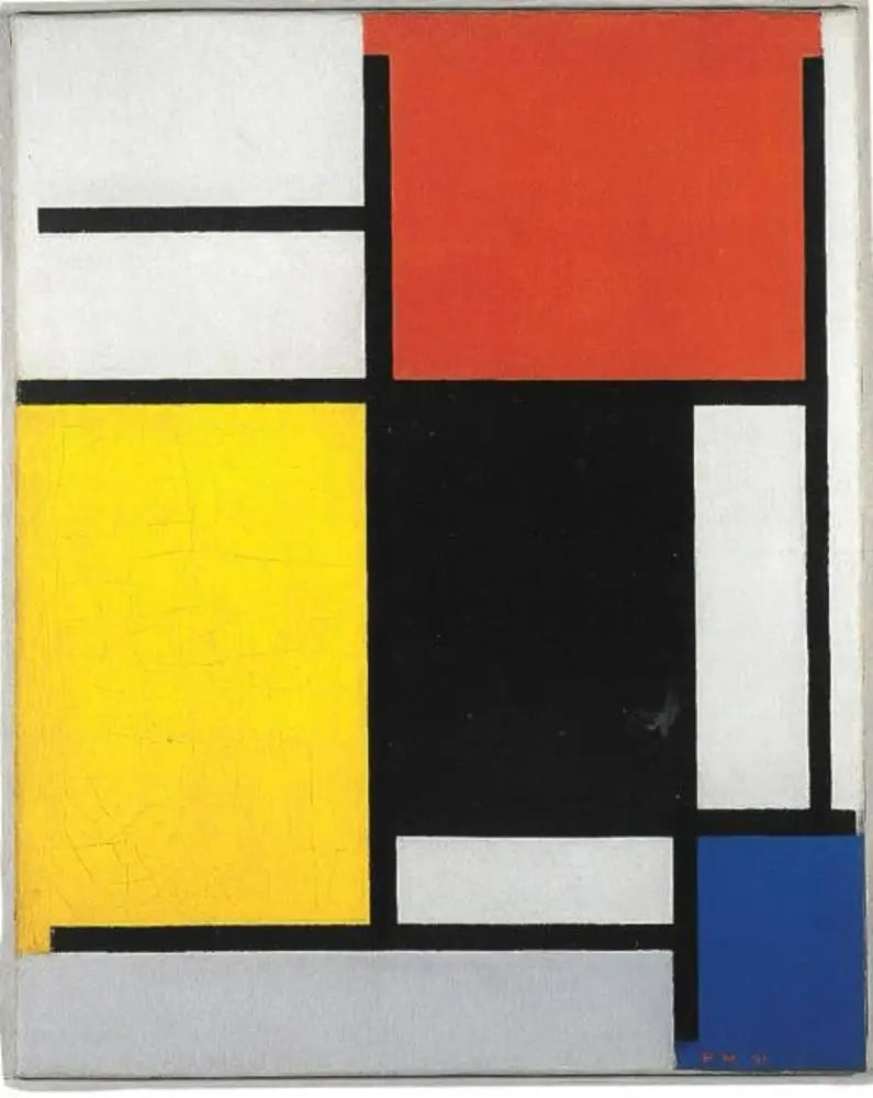 Composition avec du rouge, du jaune, du noir, du bleu et du gris - Piet Mondrian