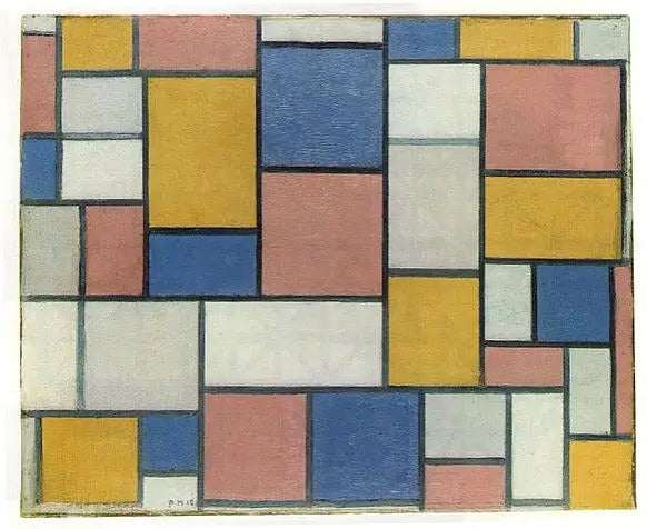 Composition avec plans de couleur et lignes grises - Piet Mondrian