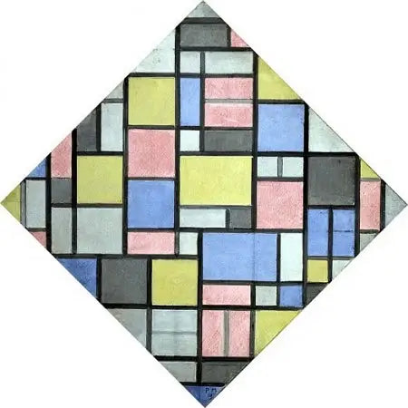 Composition avec raster 6 : résultat, composition avec couleurs - Piet Mondrian