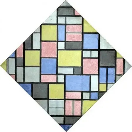 Composition avec raster 6 : résultat, composition avec couleurs - Piet Mondrian