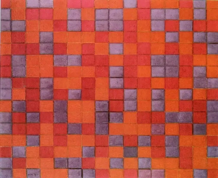 Composition Damier, Couleurs sombres - Piet Mondrian