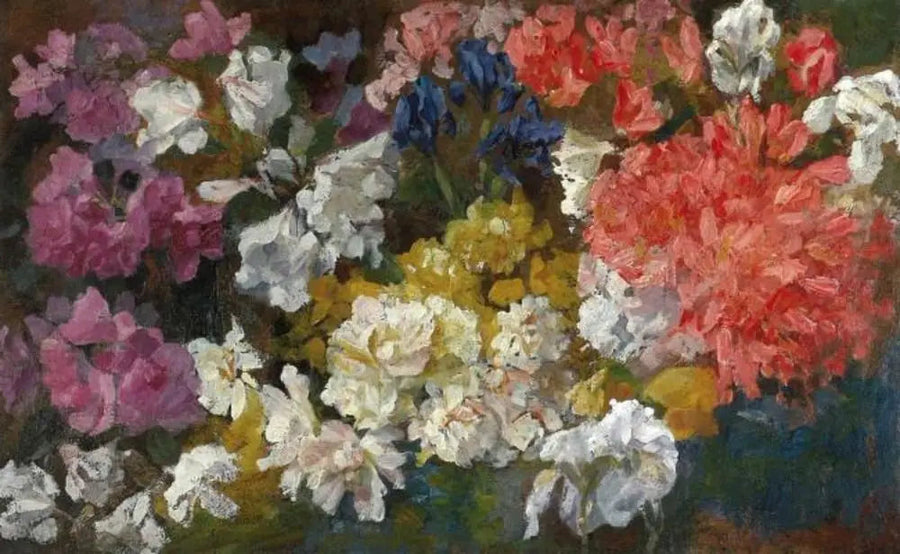 Composition florale avec rhodondendrons et iris - Piet Mondrian