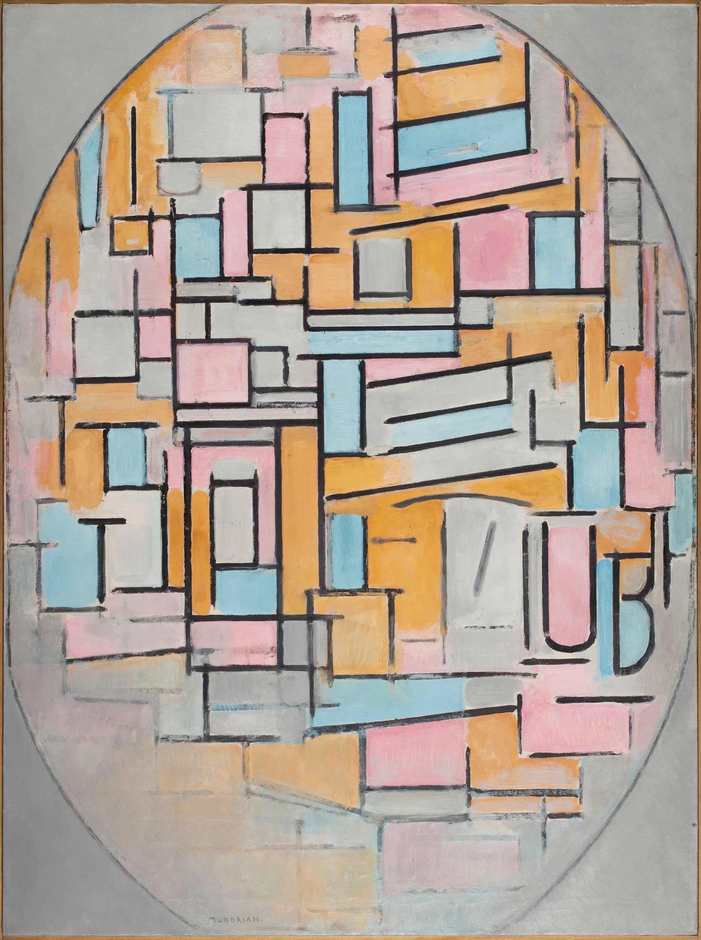 Composition ovale avec panneaux de couleur 2 - Piet Mondrian image 1 reproduction de peinture à l’huile