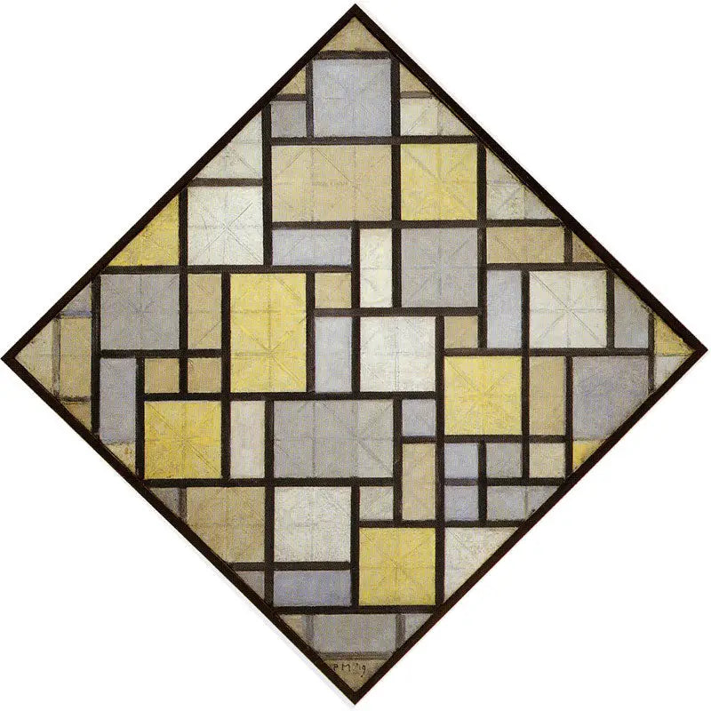 Composition : Plans de couleur claire avec lignes grises - Piet Mondrian