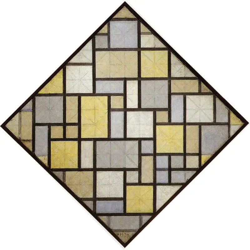 Composition : Plans de couleur claire avec lignes grises - Piet Mondrian