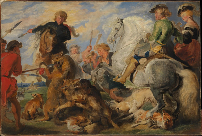 Copie d'après « La chasse au loup et au renard » de Rubens - Edwin Henry Landseer