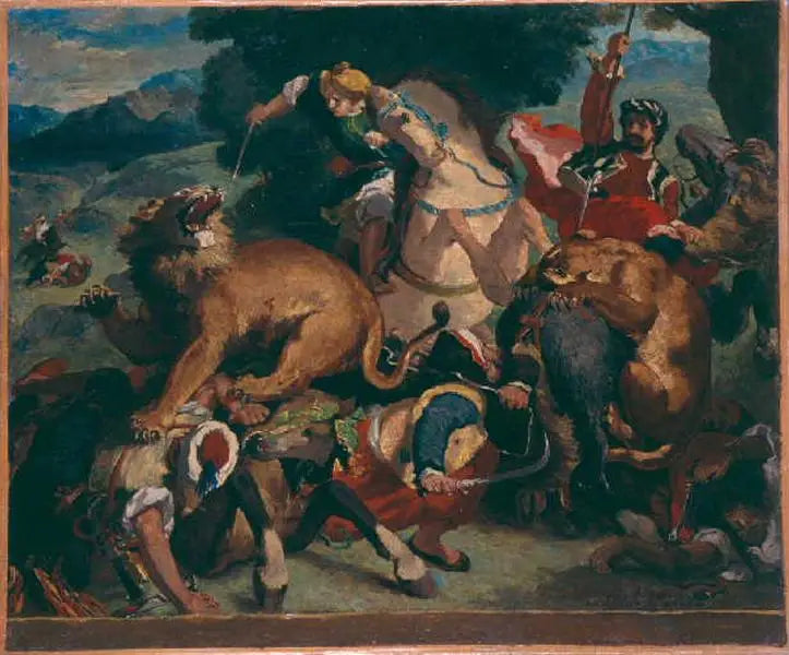 copie d'après 'La chasse aux lions' de Delacroix - Odilon Redon