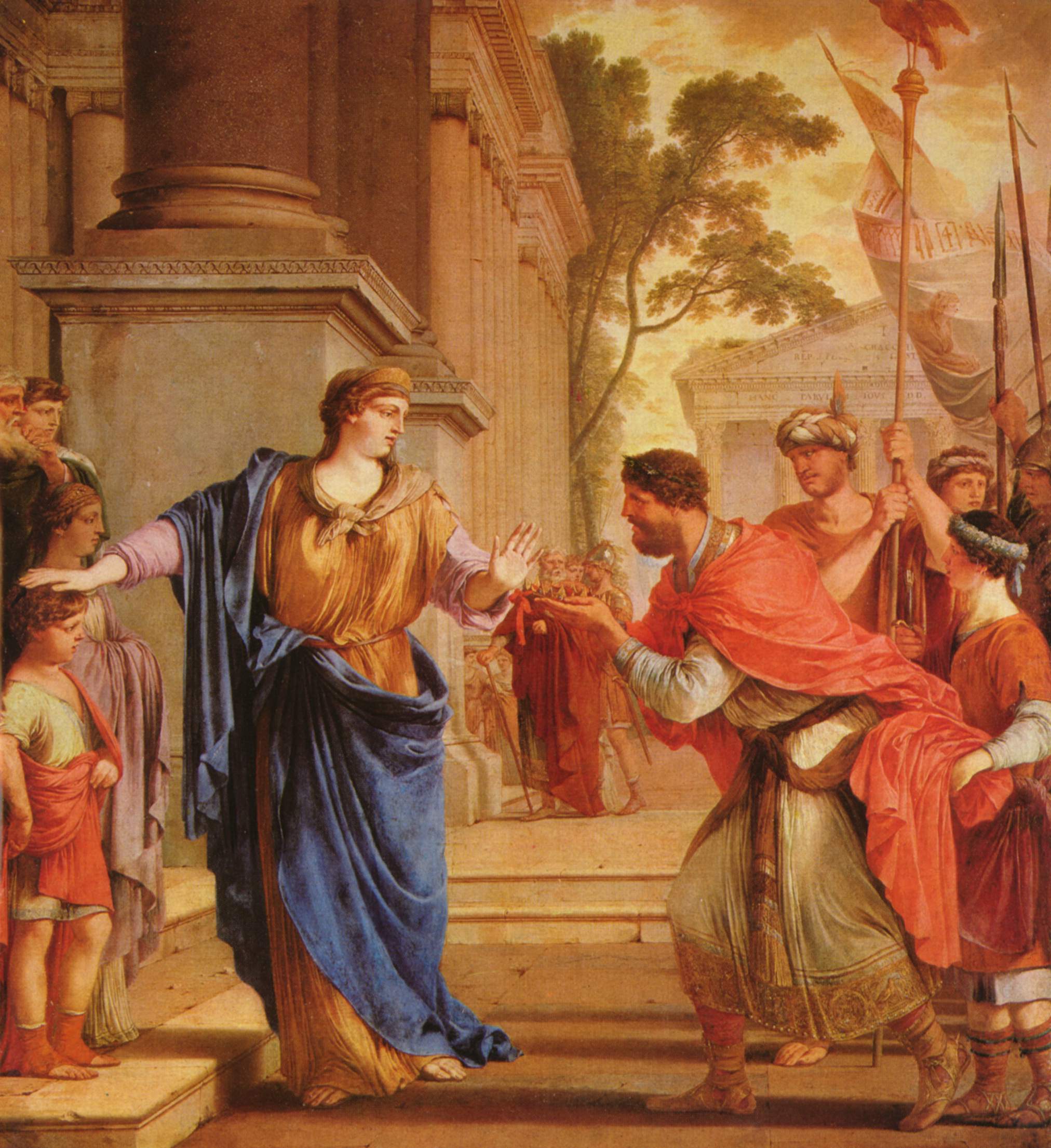 Cornelia refuse la couronne des Ptolémées - Laurent de La Hyre image 1 reproduction artisanale de tableau