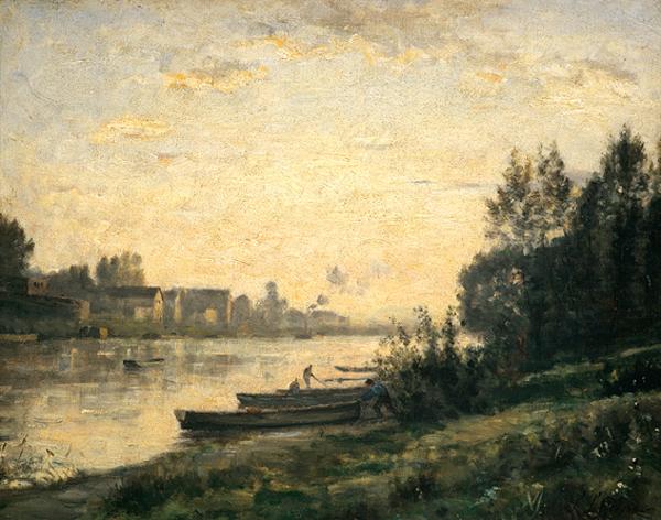 Coucher de soleil sur une rivière - Stanislas Lépine