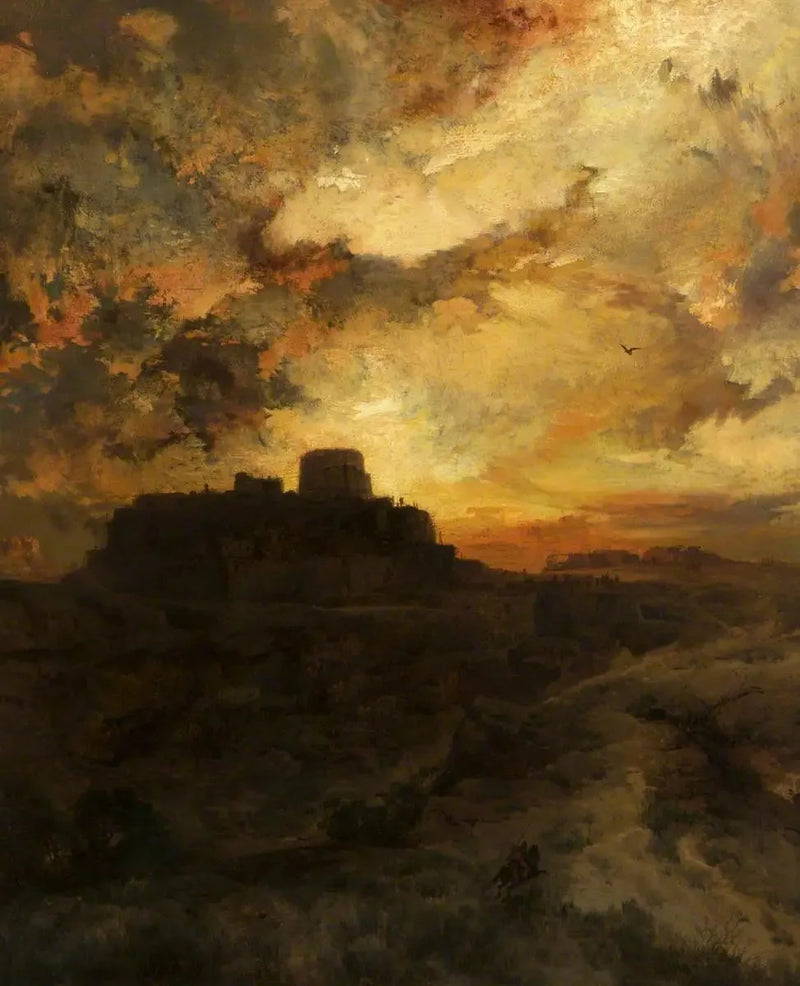 Coucher du soleil, Pueblo del Walpe, Arizona - Thomas Moran