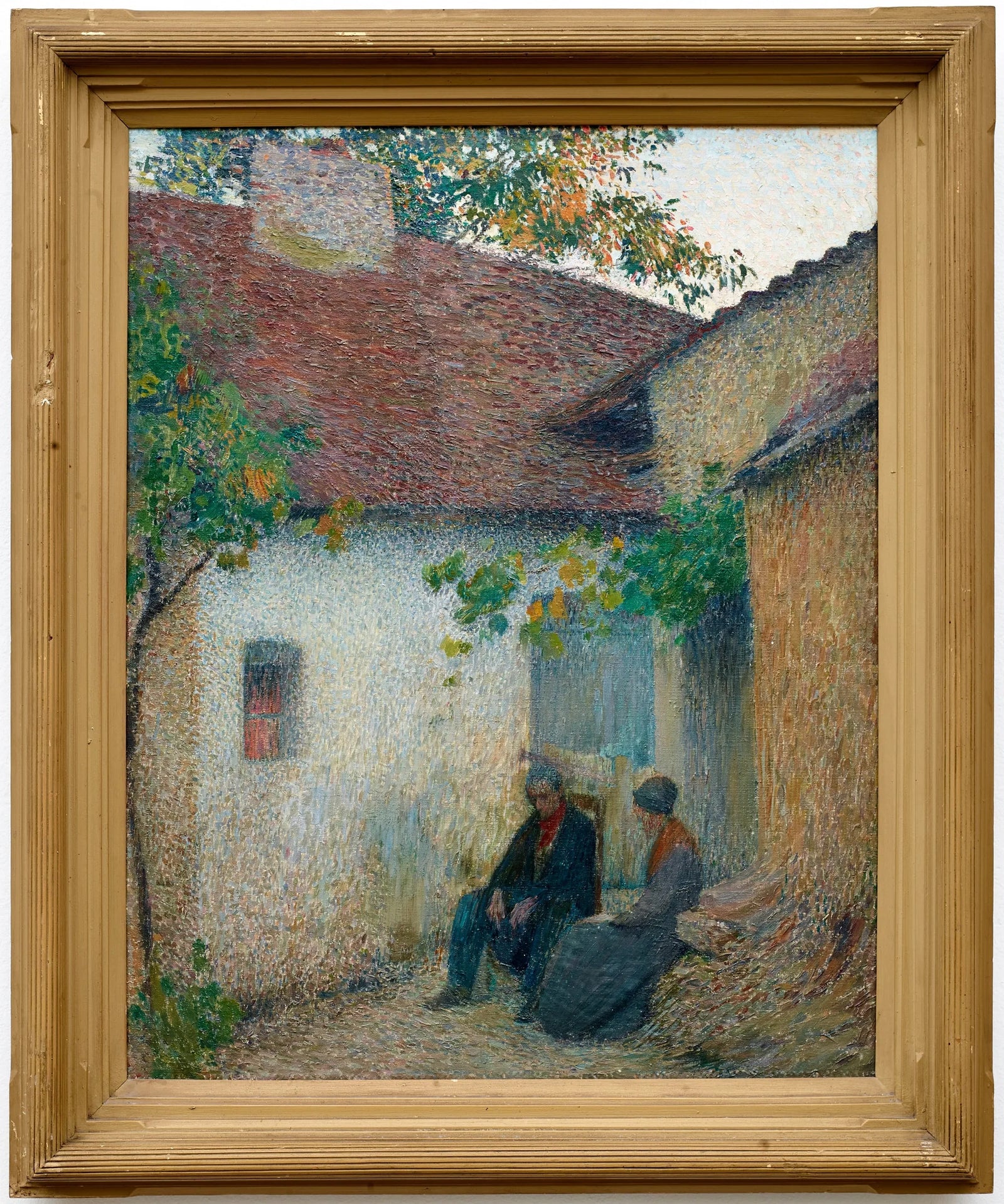 Couple en conversation devant la ferme - Henri-Jean Guillaume Martin image 1 reproduction de peinture à l’huile