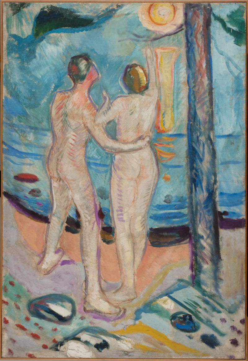 Couple nu sur la plage - Edvard Munch