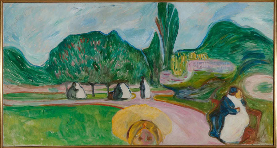 Couples s'embrassant dans le parc (Frise Linde) - Edvard Munch